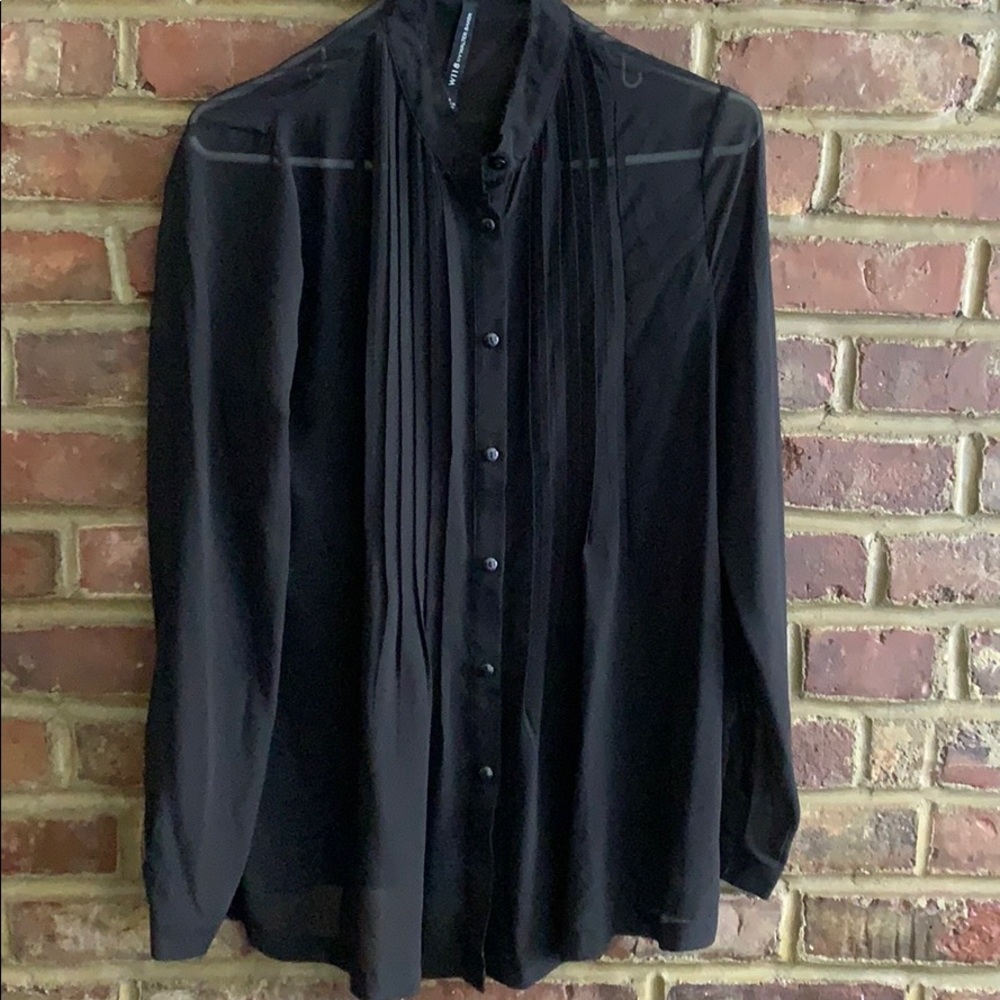 Sleek semi-Sheer black button down shirt